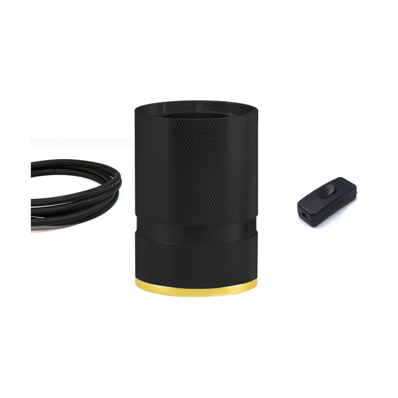 Madison - Lampe de table avec motif moletage finition noir avec variateur