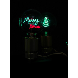 Ampoule Merry Xmas – Message In The Bulb, lumière verte & rouge, finition transparente