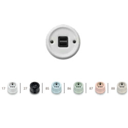 Chargeur USB double A+A porcelaine noire GARBY Fontini