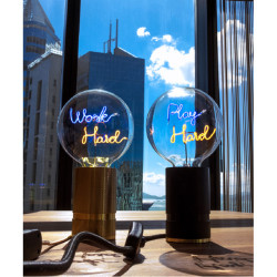 Ampoule Play Hard – Message In The Bulb, LED bleue & lumière ambrée, dimmable