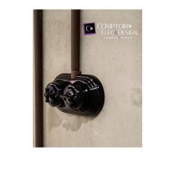 Permutateur porcelaine noire GARBY Fontini – Interrupteur rétro