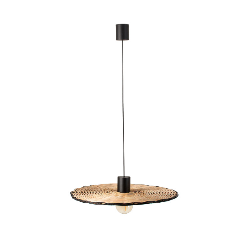 COSTAS – Suspension noire et rotin Ø 60 cm design méditerranéen
