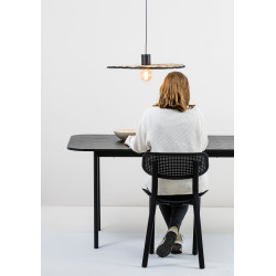 COSTAS – Suspension noire et rotin Ø 60 cm design méditerranéen