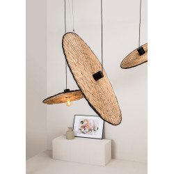 COSTAS – Suspension noire et rotin Ø 60 cm design méditerranéen