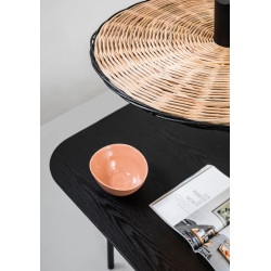 COSTAS – Suspension noire et rotin Ø 60 cm design méditerranéen