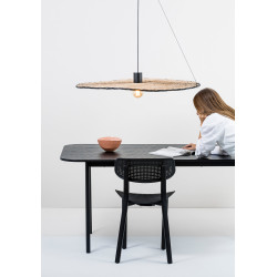 COSTAS – Suspension noire et rotin Ø 100 cm design intérieur