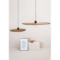 COSTAS – Suspension noire et rotin Ø 100 cm design intérieur