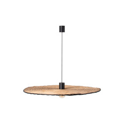 COSTAS – Suspension noire et rotin Ø 100 cm design intérieur