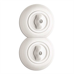 Interrupteur rotatif va et vient en porcelaine blanc THPG