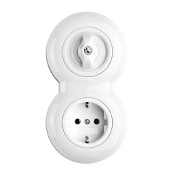 Interrupteur rotatif va et vient en porcelaine blanc THPG