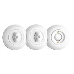 Interrupteur rotatif va et vient en porcelaine blanc THPG