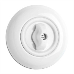 Interrupteur rotatif permutateur en porcelaine blanc THPG
