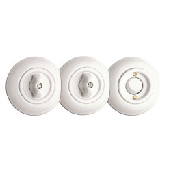 Interrupteur rotatif permutateur en porcelaine blanc THPG