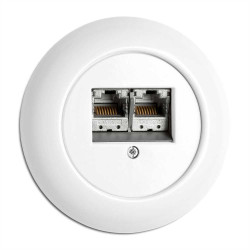 Prise double RJ45 en porcelaine blanc THPG