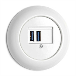 Prise double USB en porcelaine blanc THPG