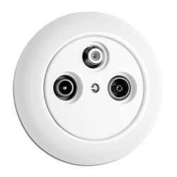 Plaque simple porcelaine blanc THPG pour variateurs, tv, RJ45, téléphone et enceintes