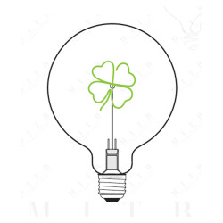 Ampoule Trèfle – lumière verte – Message In The Bulb – finition transparente à poser