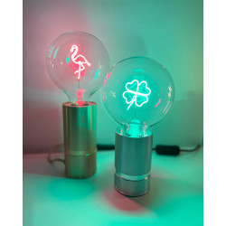 Ampoule Trèfle – lumière verte – Message In The Bulb – finition transparente à poser