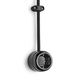 Prise électrique simple, en saillie, Bakelite® noire THPG