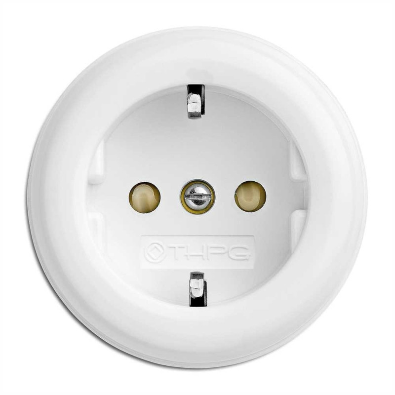 Prise électrique simple, en saillie, Duroplast blanc THPG