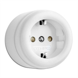 Prise électrique simple, en saillie, Duroplast blanc THPG