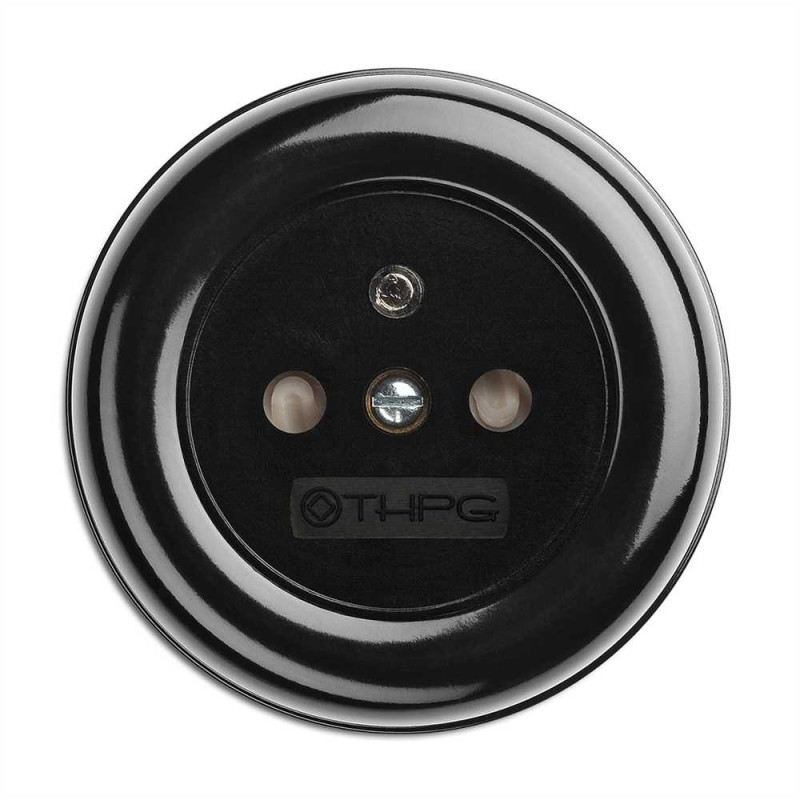Prise électrique française, en saillie, Bakelite® noire THPG