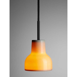 Suspension Porcelight P11 en porcelaine diamètre 11 cm corde noire THPG