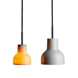 Suspension Porcelight P11 en porcelaine diamètre 11 cm corde noire THPG