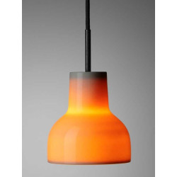Suspension Porcelight P14 en porcelaine diamètre 14 cm corde noire THPG