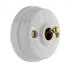 Interrupteur bipolaire blanc Collection DIMBLER sans passe-câble et manette dorée brillante