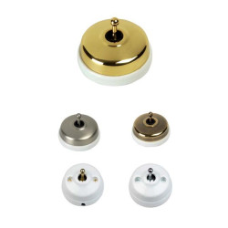 Interrupteur bipolaire blanc Collection DIMBLER sans passe-câble et manette laiton vieillie