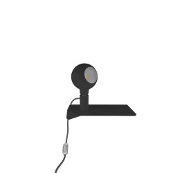 Combo - Etagère magnétique et porte lampe avec variateur finition noir