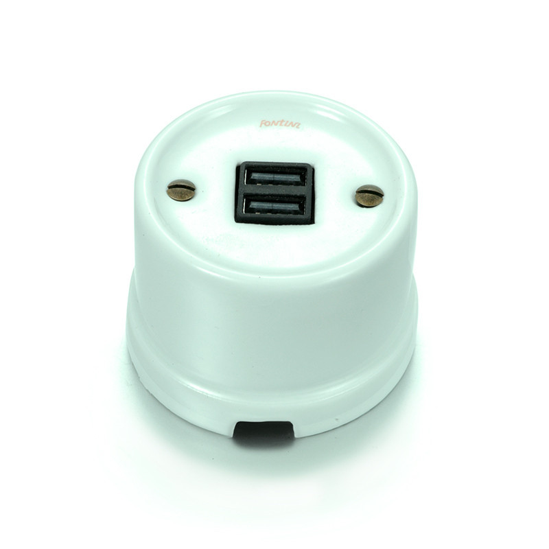 Chargeur USB double A+A porcelaine vert ile GARBY Fontini