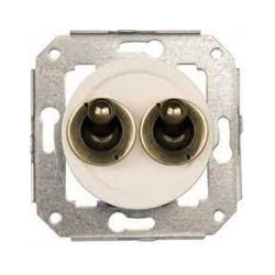 Interrupteur blanc double manette bronze ancien collection Vénézia