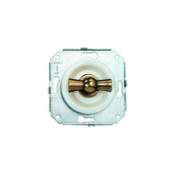 Interrupteur unipolaire blanc manette bronze ancien collection Vénézia