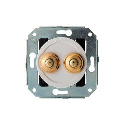 Double bouton poussoir blanc manette dorée collection Vénézia