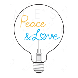 Ampoule Peace & love lumière ambrée et bleu finition transparent à poser