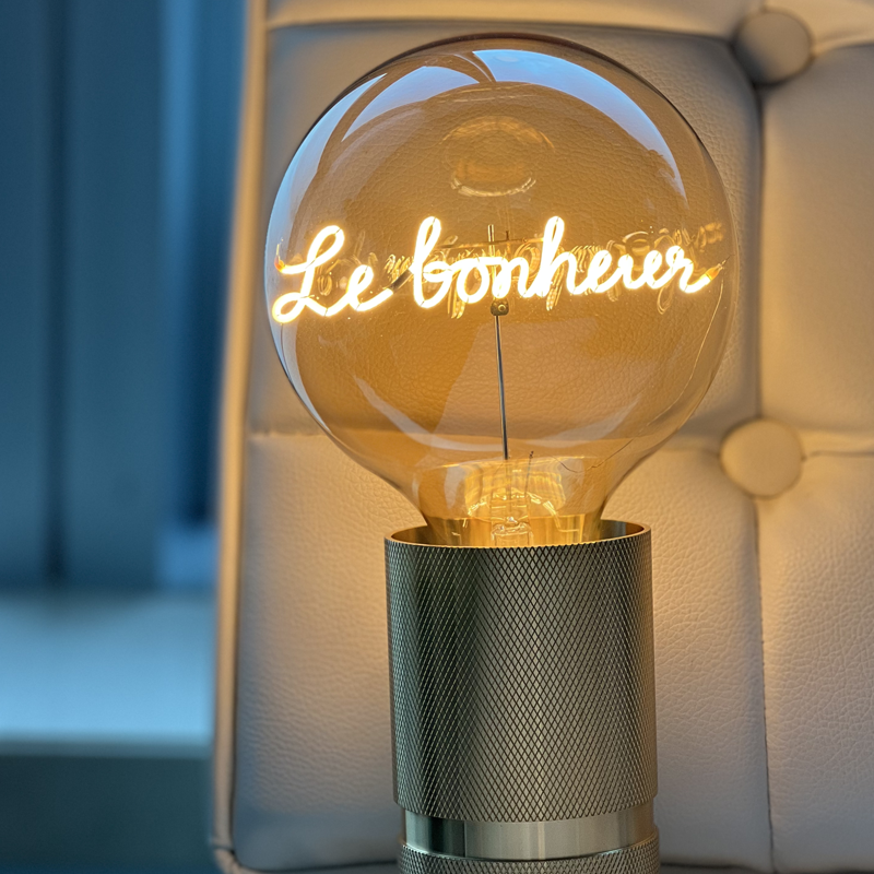 Ampoule "Le bonheur" – Message In The Bulb – LED ambrée – Finition ambrée – E27