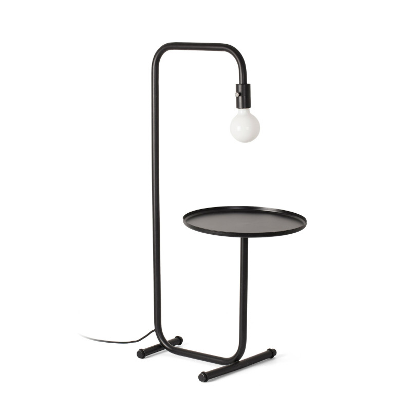 Lampadaire GUEST noir – design avec plateau par Andreu Carulla