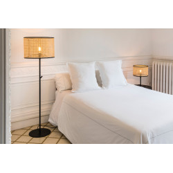 MAMBO – Lampadaire noir en rotin Ø 45 cm design naturel