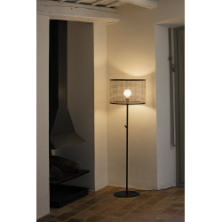 MAMBO – Lampadaire noir en rotin Ø 45 cm design naturel