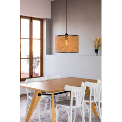 MAMBO – Suspension noire en rotin Ø 45 cm design naturel