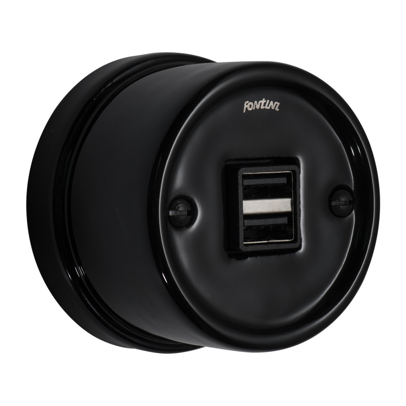 Chargeur USB double noir collection GARBY
