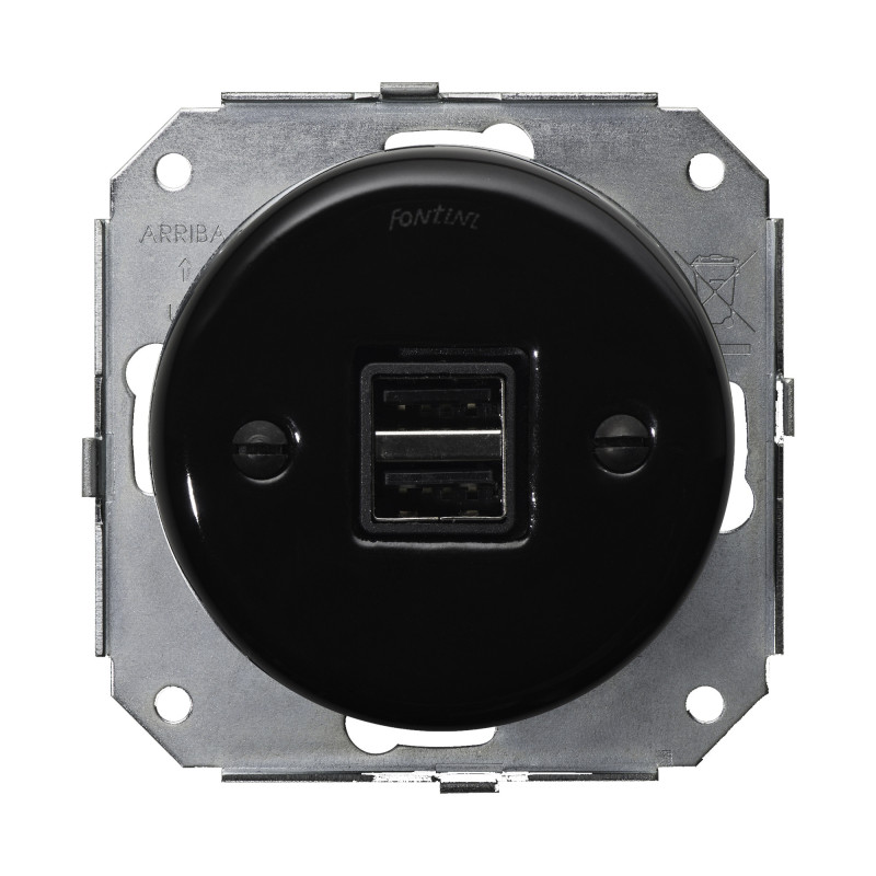 Chargeur USB A+A noir Collection GARBY COLONIAL encastré