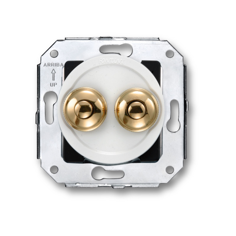 Double bouton poussoir blanc manette dorée collection Vénézia