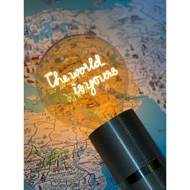 Ampoule "The world is yours" – Message lumineux – Lumière ambrée – Message In The Bulb