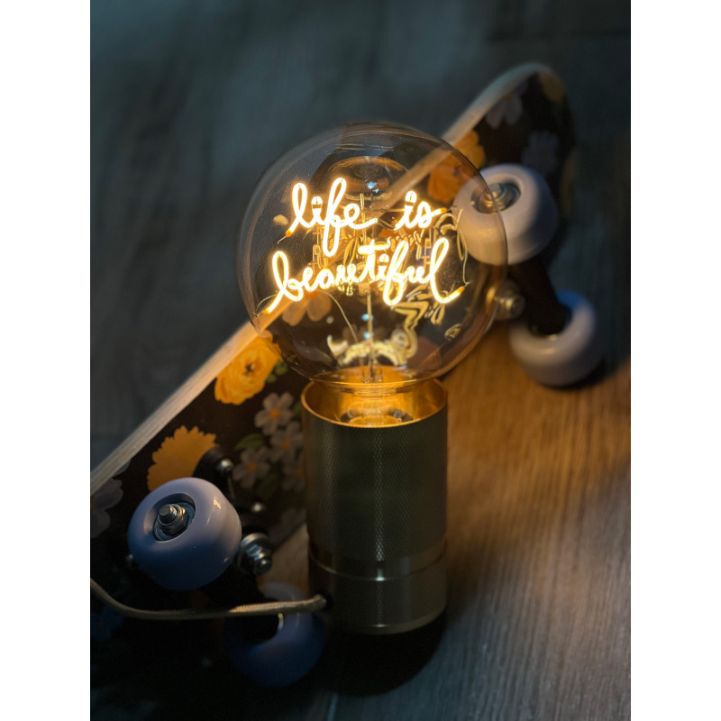 Ampoule "Life is Beautiful" – Message In The Bulb – LED ambrée – Finition ambrée – E27