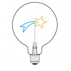 Ampoule Shooting Star – Message In The Bulb – lumière bleue et ambrée, finition transparente