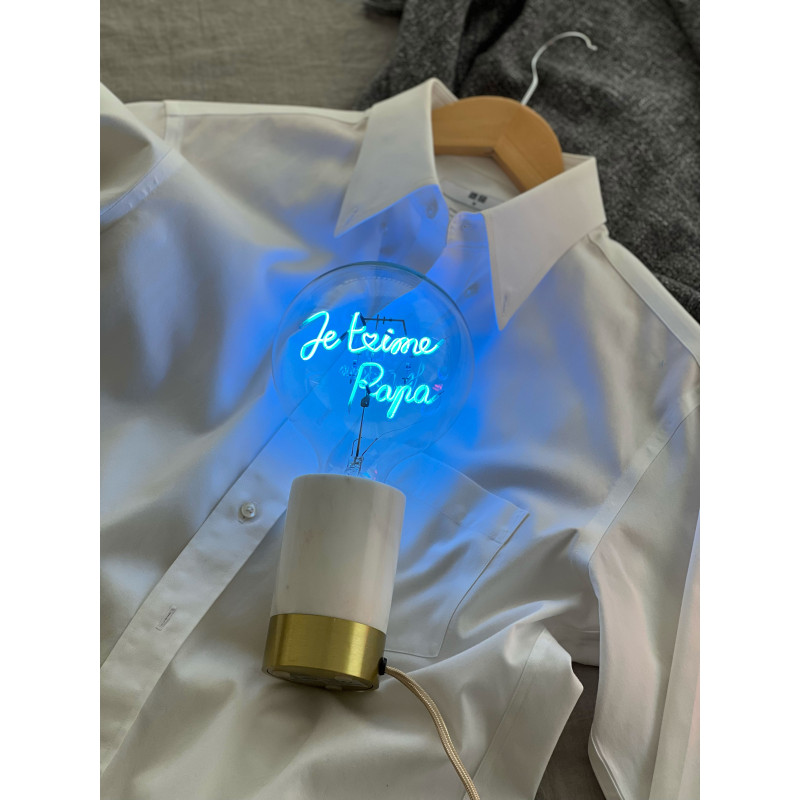 Ampoule "Je t’aime papa" – Message lumineux bleu – Message In The Bulb – À poser