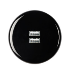 Façade Iris porcelaine 1 trou pour chargeur double USB finition noir